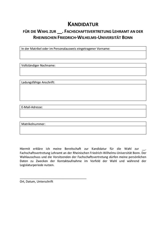 I. Einzelkandidaturbogen