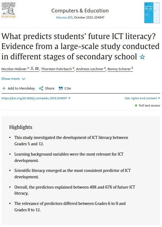 What predicts students’ future ICT literacy? 
