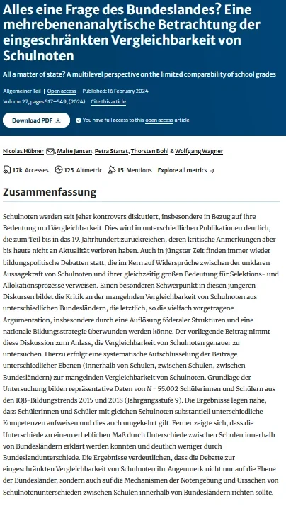  Eine mehrebenenanalytische Betrachtung der eingeschränkten Vergleichbarkeit von Schulnoten